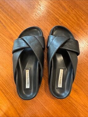 Emme Parsons Black Folded Slide Sandals